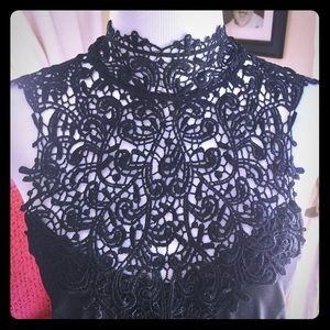 Black tennis skirt dress with pretty lace neckline